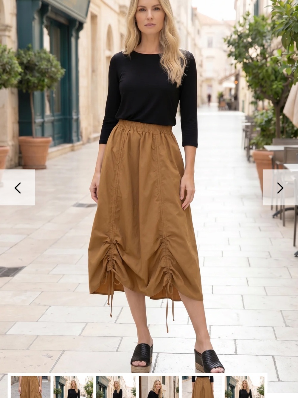 Nuggles Drawstring Midi Skirt in Caramel Brown Size XL New with Tags